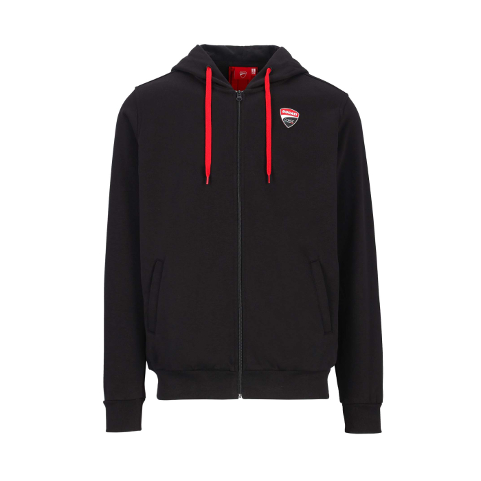 Sudadera Hombre con capucha y cremallera Ducati Corse - Patch Escudo y Cinta con Logo
