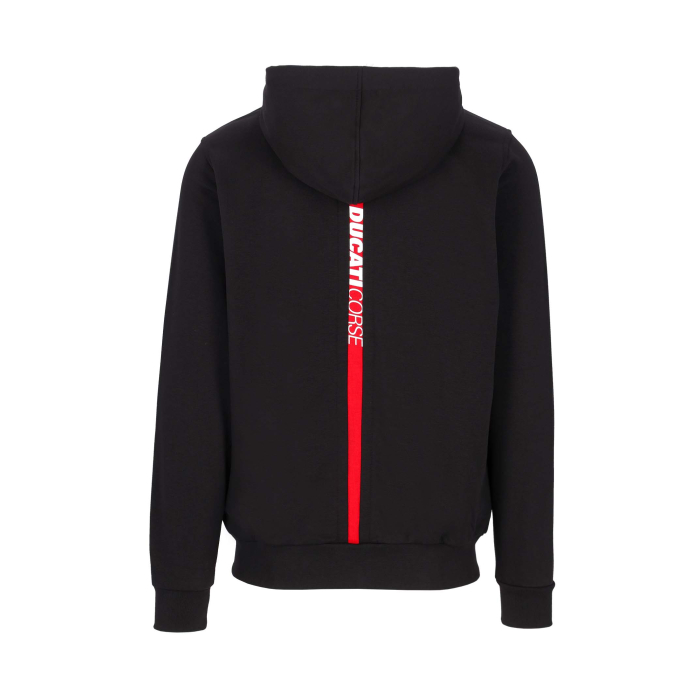 Sudadera Hombre con capucha y cremallera Ducati Corse - Patch Escudo y Cinta con Logo