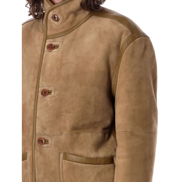 Reversible shearling coat