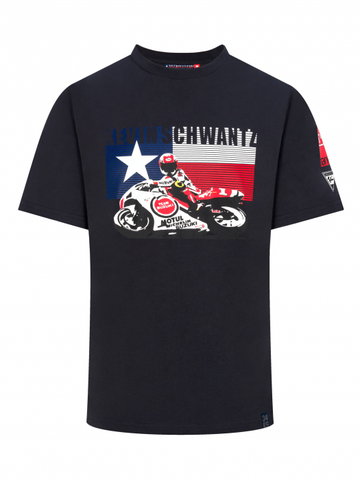 Authentic Official MotoGP Mens Supporters T-Shirt Kevin Schwantz 34 Logo Blue 