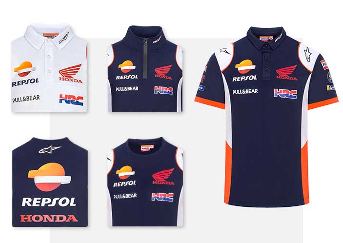 HONDA Repsol Moto GP Team Marquez Pedrosa Ni/ños Camiseta Oficial 2018